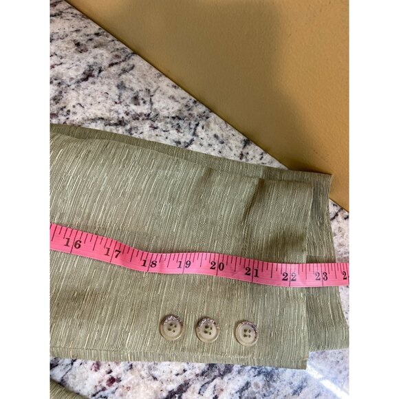 Vera Cristina Womens Silk Linen Blazer Jacket L Green Corpcore Preppy Minimalist - Picture 7 of 7